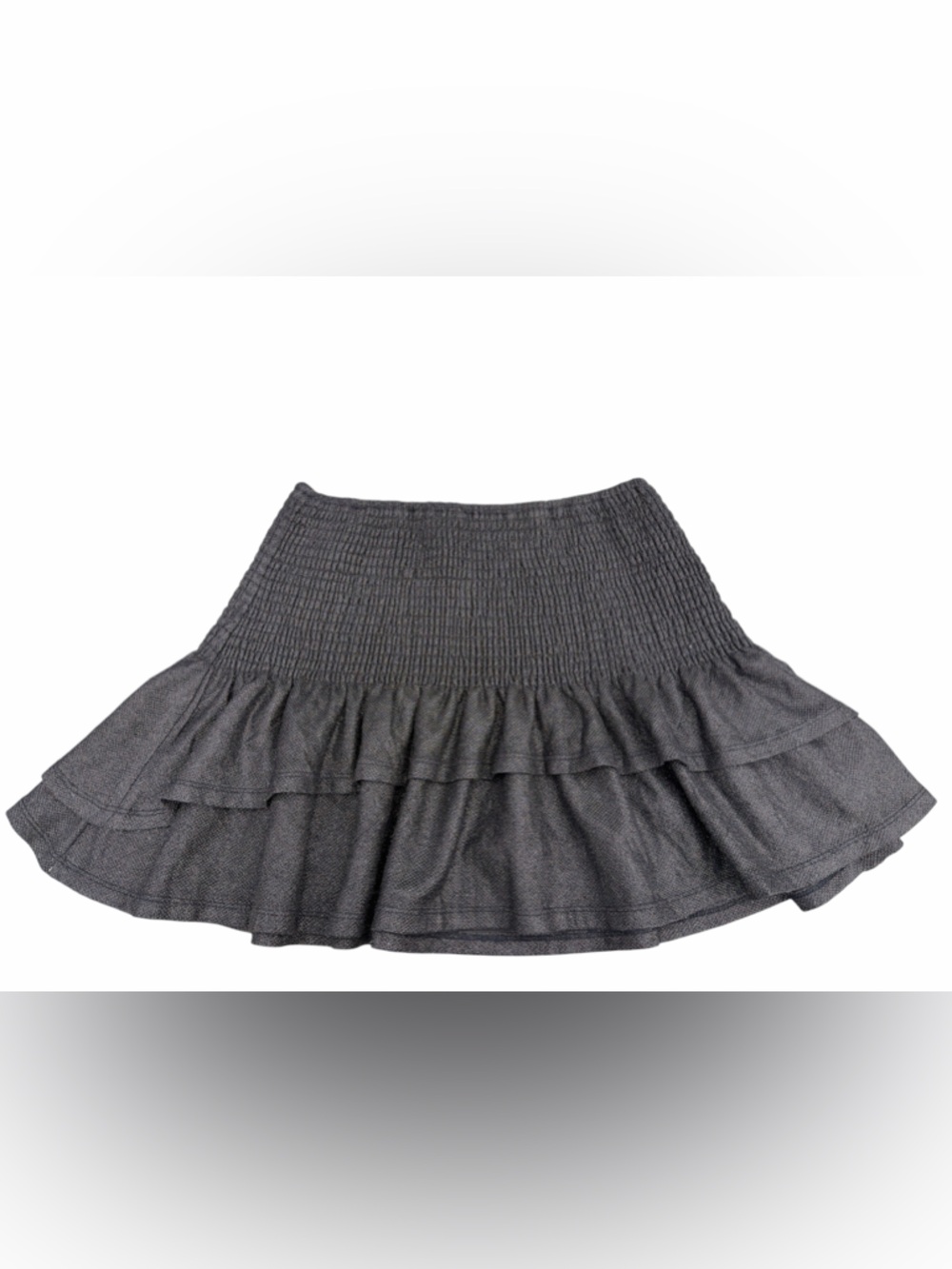 glam Charcoal Smocked Ruffle Mini Skirt